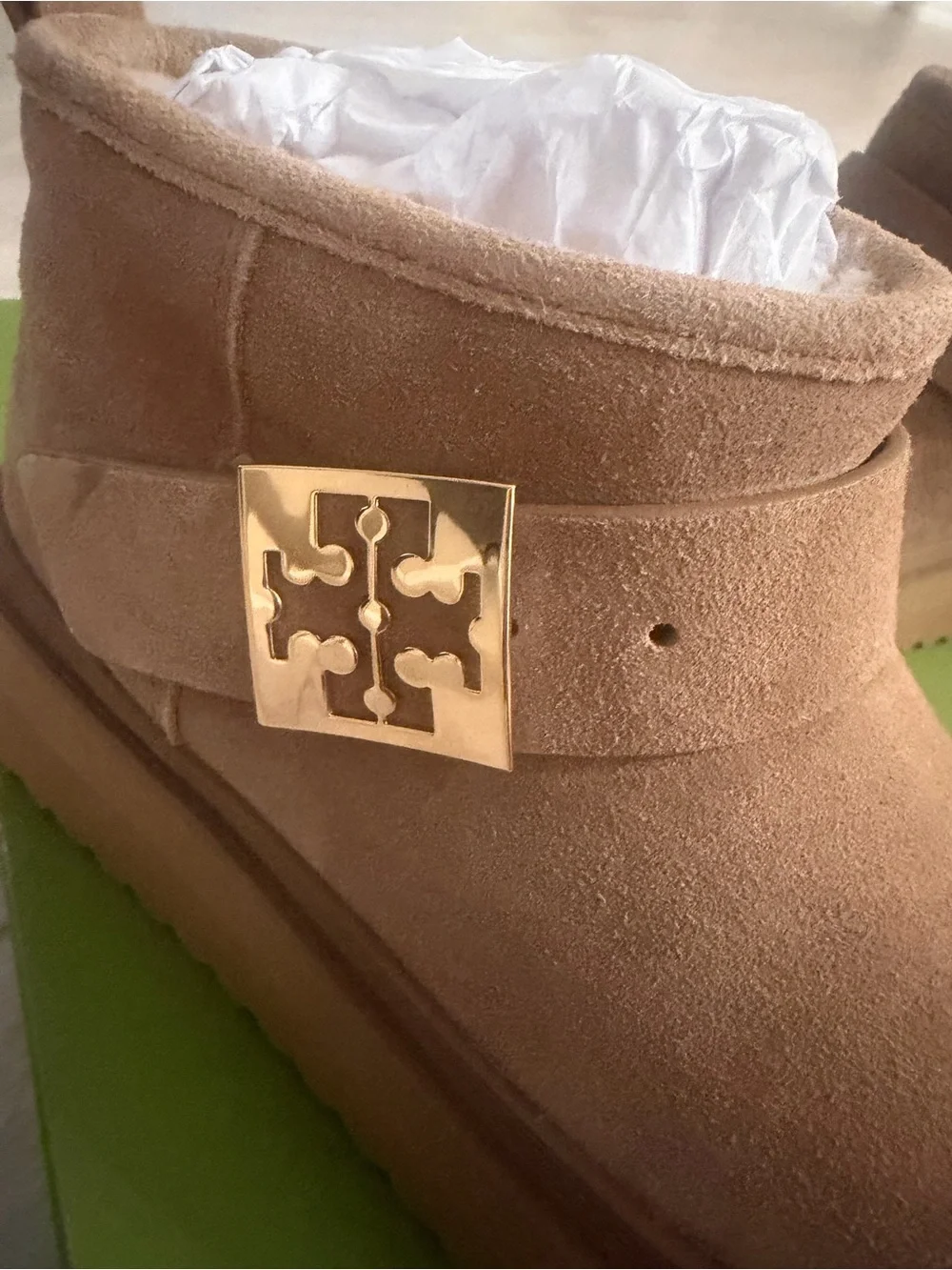 Tori Burch Mellow Shearling Platform ankle boots